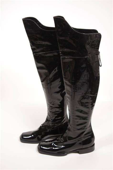 Chanel patent leather pirate boots